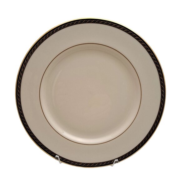Lenox Tyler Dinner Plate 10.5" Cream Black & Gold Trim Ceramic Replacement - Picture 1 of 8